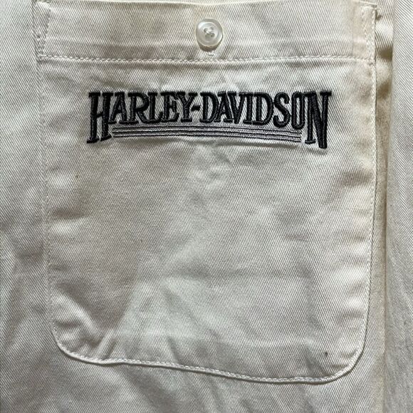 Harley-Davidson Cream Shirt Button Down Soft Twill NWT* VTG Hong Kong - Picture 2 of 10